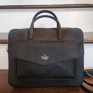 $425 -NEW-Kate Spade 100% Leather 13 Inch Double Zip Laptop Bag-Black